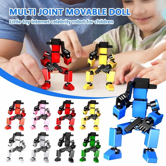 2Pcs Mini Titan 13 Action Figure 3D Printed Full Body Mechanical Movable Robot Toy Desktop Decoration Stress Relief Fidget Gift (Fluorescence Yellow)