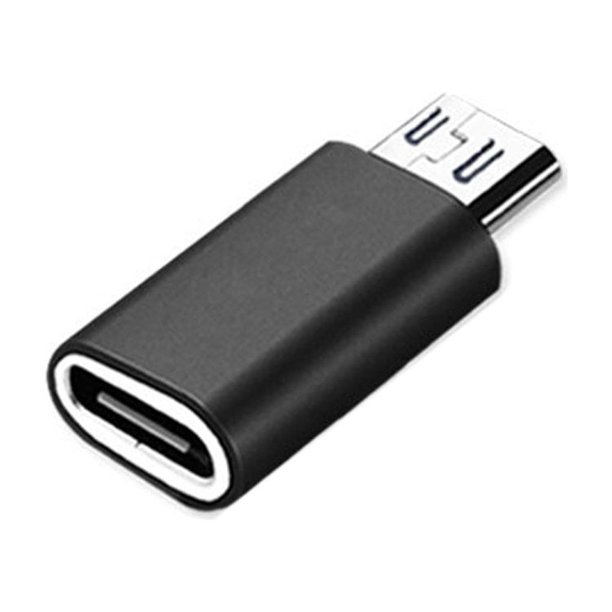 2Pcs Mini Type-c Female To Micro USB Female Adapter Phone Aluminum Alloy USB-C Converter, Black