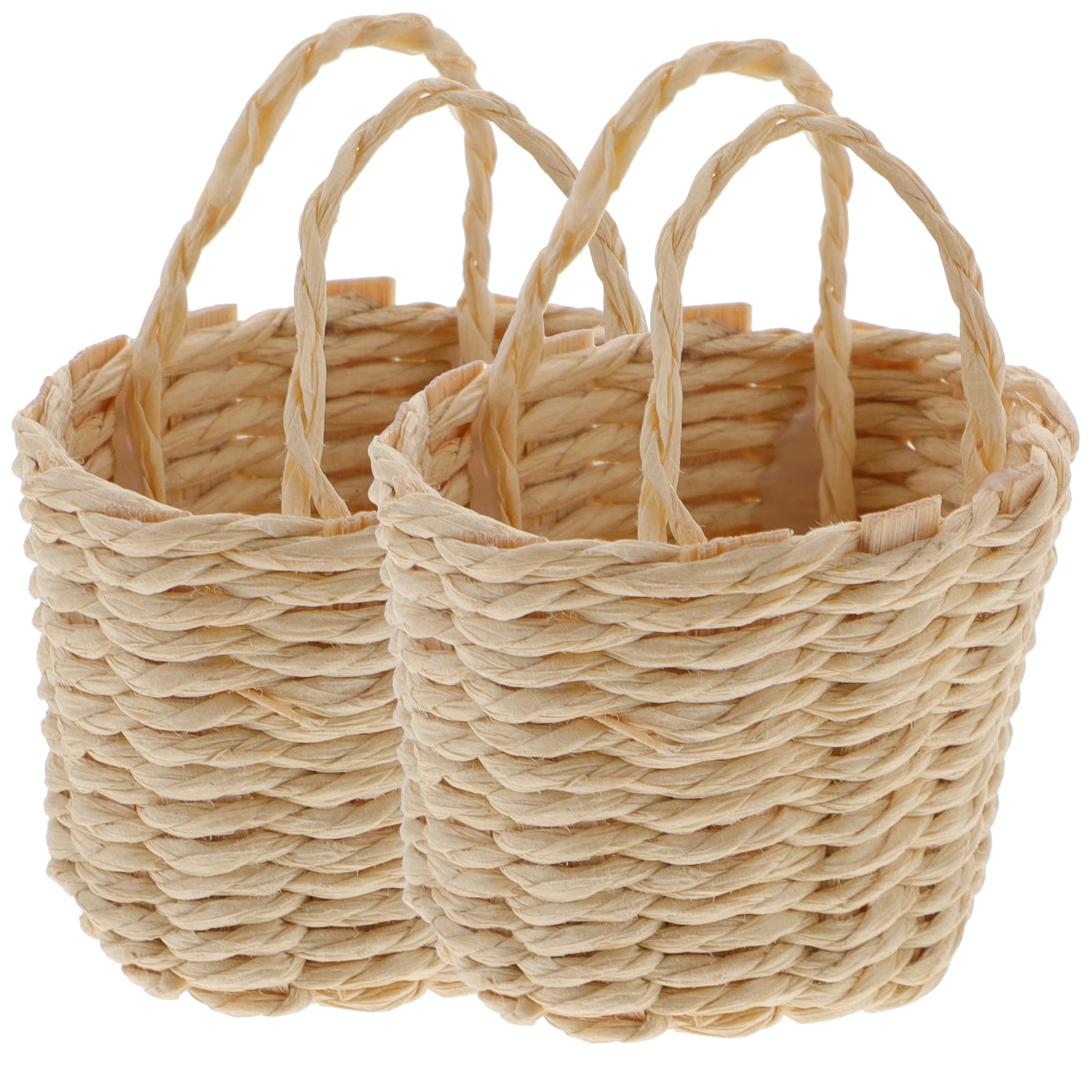 2Pcs Mini Woven Basket with Handle Miniature Flower Basket Tiny Candy ...