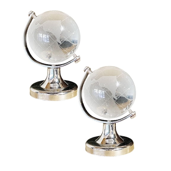 2Pcs Miniature World Globe Desktop Style Rotatable Sphere For Home Study Desktop Ornament