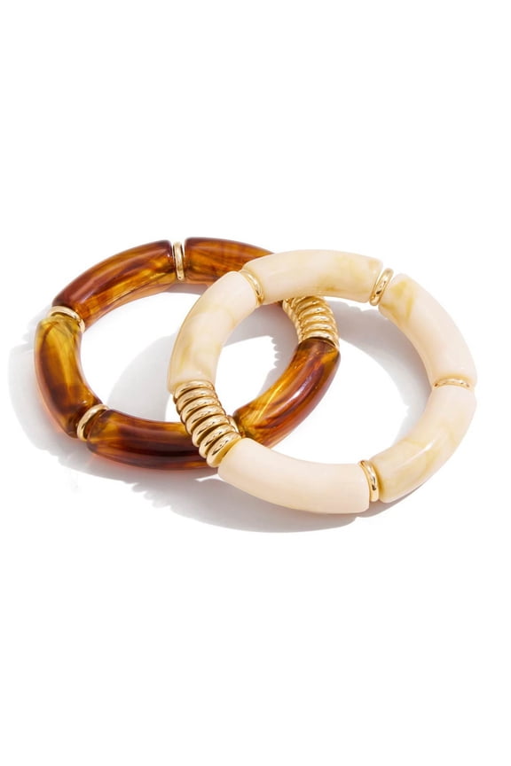 2Pcs Minimalist Bamboos Jewelry Resin Bracelets Comfortable Stackable Wristchain