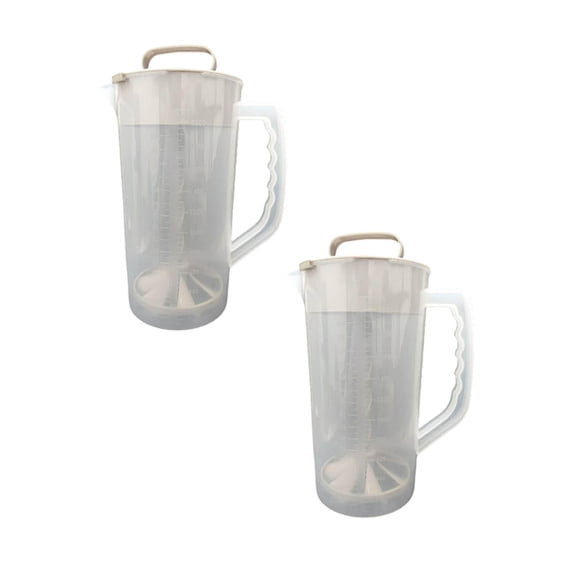 2Pcs Mixing Pitcher For Drinks 2000Ml Juice Plastic Drink Pitcher With Lid Mixer Plunger Clear Wide Mouth Water Pitchers For Stirring Juice Tea Milk Lemonade Beverage Glass&Bottle