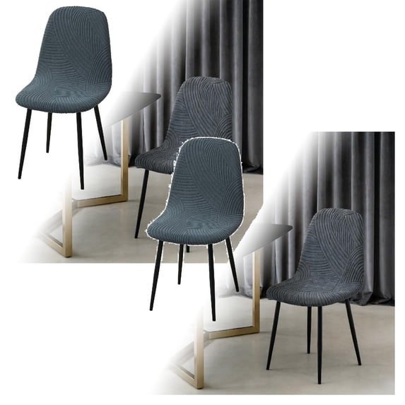2Pcs Modern Dining Chair Covers Printed Shell Chair Cover Lounge Armless Chair Cover Stretchable Slipcovers For Kitchen, Office, Dining Room And Living Room