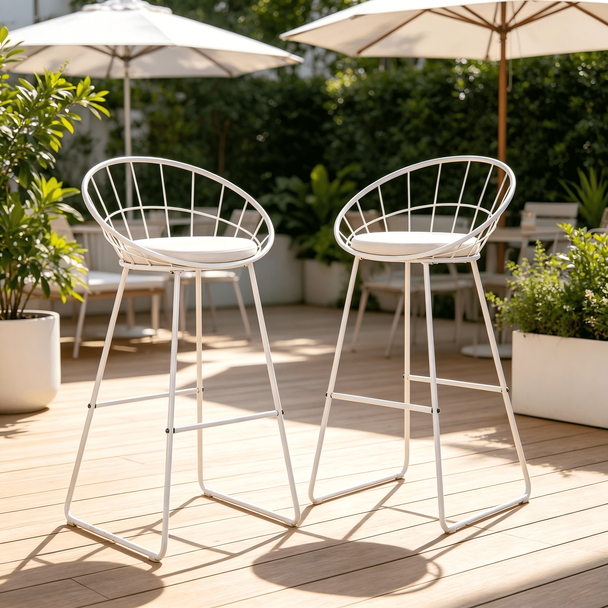 2Pcs Modern Nordic Counter Height Bar Stools, 29.5" Seat Height Industrial Bar Chairs with Curved Hollow Metal Frame Backrest, Padded Faux Leather Seat,Assembly Needed