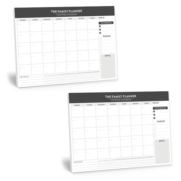 2Pcs Monthly Schedule Planner Notepads, Weekly Academic Planner Office Notebook