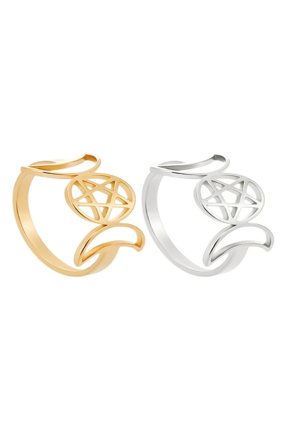 2Pcs Moon Goddess Rings 304 Stainless Steel Golden Stainless Steel Color Modern Unisex Jewelry for DIY