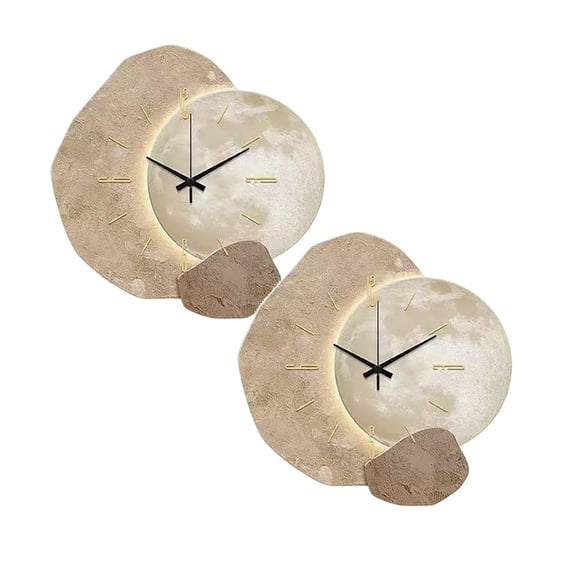 2Pcs Moon Lamp Alarm Clock Alarm Cloc K High End Wall Clock S Decorative Clo C K Wall Hanging For Living Room Bedroom Study And Dining Room Etc Clock