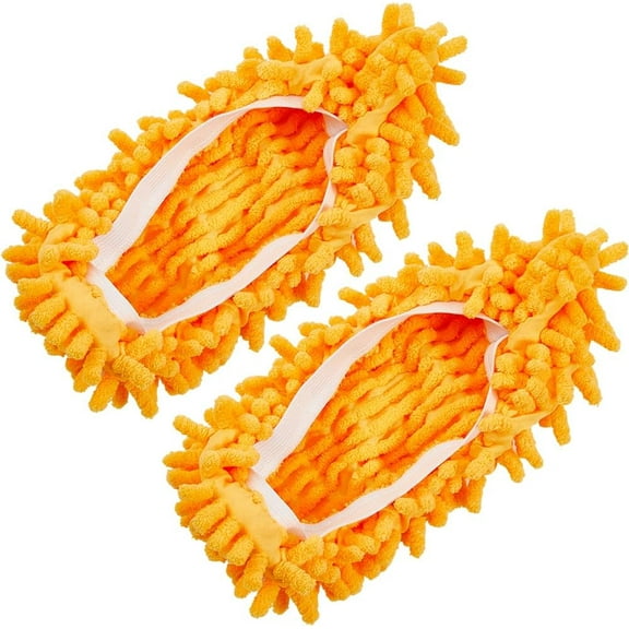 2Pcs Mop Slippers Shoes Cover Dust Duster Reusable Microfiber Duster Mops Washable Foot Socks Hair Cleaners Sweeping Floor Cleaning Shoes Cover for House Bathroom Kitchen Orange 9 x 4 Inch Orange