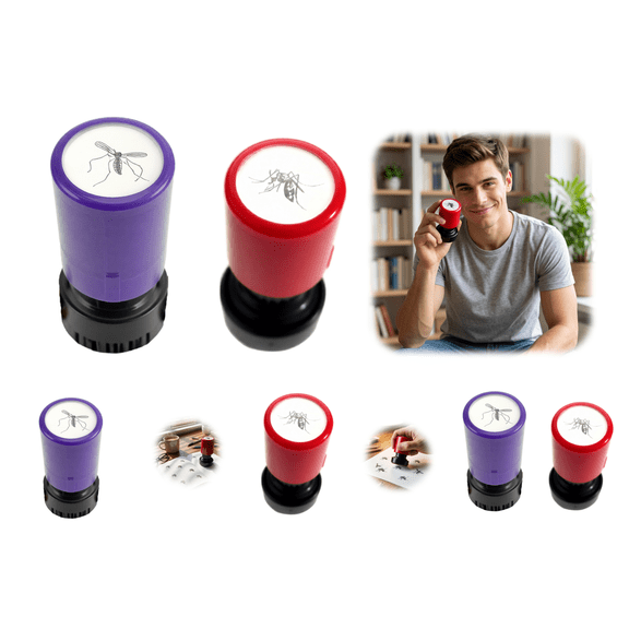2Pcs Mosquito Ink Stamps,Funny Novel Toys,Strange Mosquitoes Tools Tricks,Strange Mosquitoes Gift Tricks,Fake Bug Insect Print Funny for April Fools Day, Party Favor and Office Joke(Purple&Red)