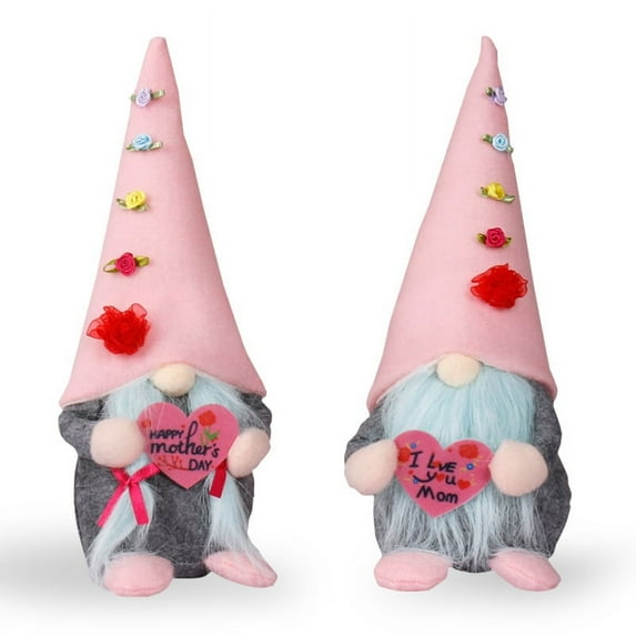 2Pcs Mother's Day Decorations Gnomes Plush Decor Mothers Day Gifts, Handmade Envelope I Love Mom Gnomes Tomte Elf Decorations Birthday Gifts for Mom