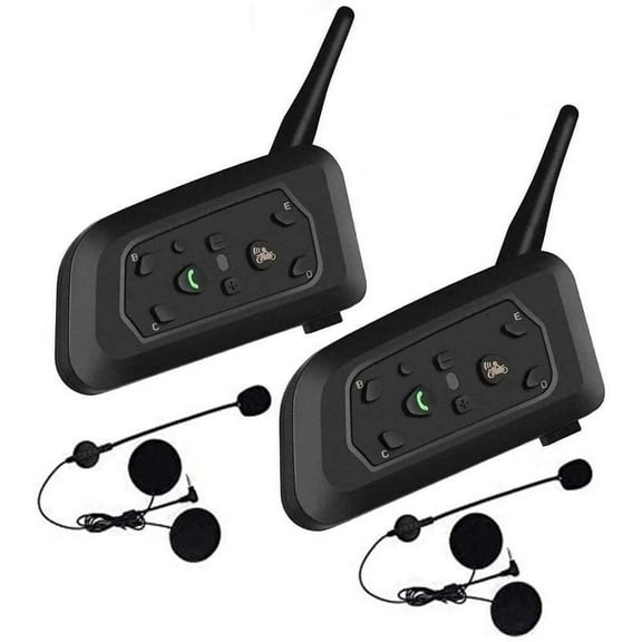 2Pcs Motorcycle Headset, Noise-compensating Microphone, Waterproof, Motorcycle Bluetooth Intercom 6 Riders Communication Helmet Headset Hands-free Calling, Black