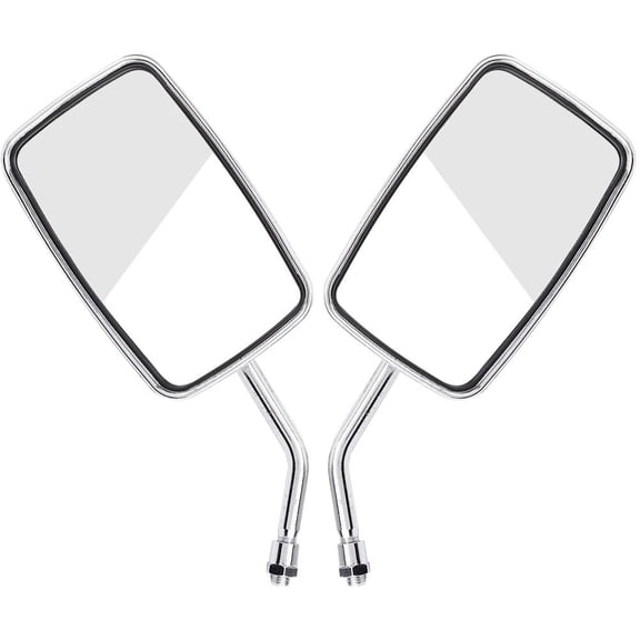 2Pcs Motorcycle Street Bike Modified Square Rearview Mirror Rear View Side Mirrors Chrome