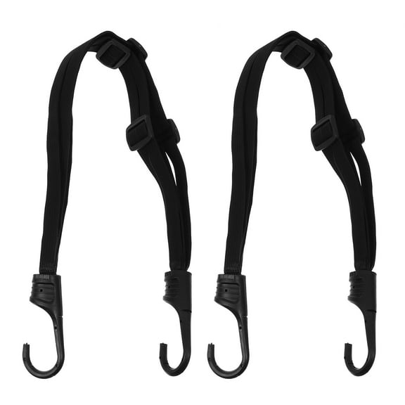 FONDOTIN 2-Pack Black Polyester Bungee Cord Elastic Straps for Bike, Cargo, Outdoor, and Home Use