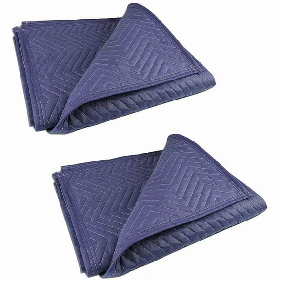 2Pcs Moving Blankets 40x72Inches Heavy Duty Packing Blankets for Moving Shipping Furniture Wrapping for Furniture-Blue