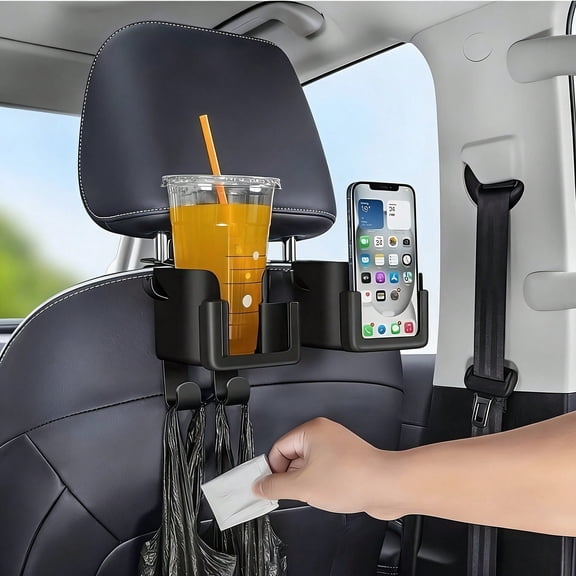 2Pcs Multi-Functional Car Seat Back Storage Rack with Cup Holder & Phone Holder, Fits Most Models, 24H Shipping
