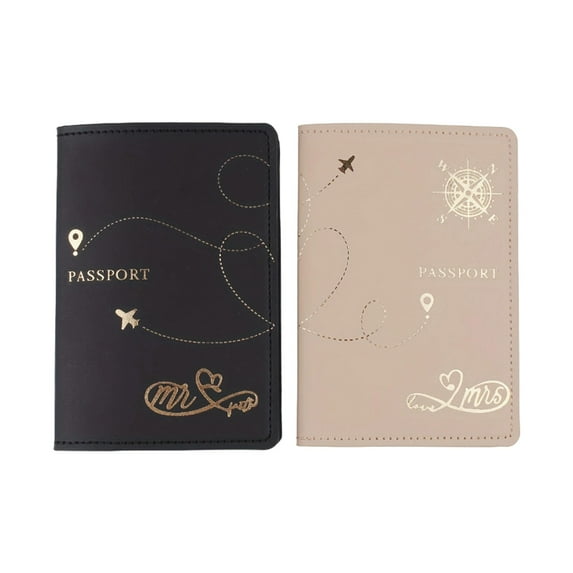 2Pcs Multi Functional PU Leather Passports Case Fashionable Travel Card Organized for Secure Document Storage