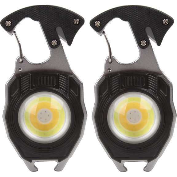 2Pcs Multi Tool Keychain Light with Electric Lighter, Seat Belt Cutter, Screwdriver, Whistle, 1000 Lumens, 7 Lighting Modes for Hiking, Outdoor, Survival Tool