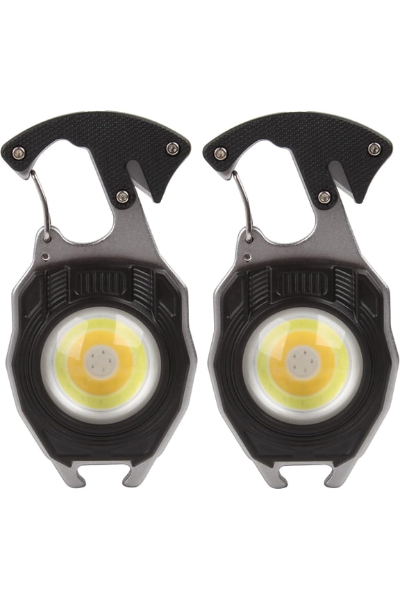 2Pcs Multi Tool Keychain Light with Electric Lighter, Seat Belt Cutter, Screwdriver, Whistle, 1000 Lumens, 7 Lighting Modes for Hiking, Outdoor, Survival Tool