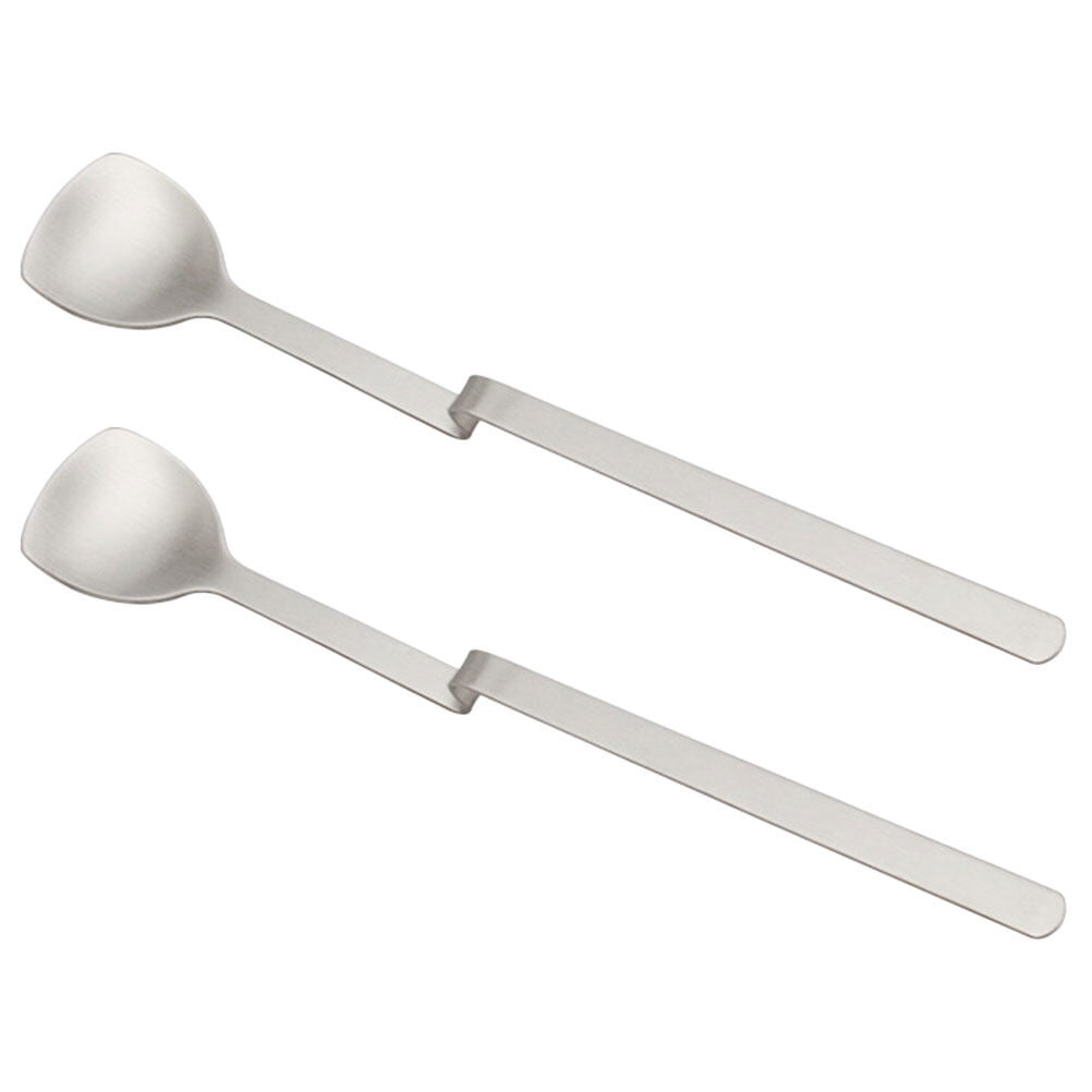 2Pcs Multifunction Spoons Cold Drink Spoons Novelty Curved Handle Dessert Spoons
