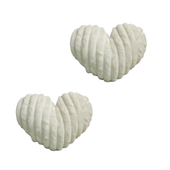 2Pcs Multifunctional Faux Furs Throw Pillow Ribbed Heart Design Furry Cushion for Sofa Lumbar and Romantics Deco