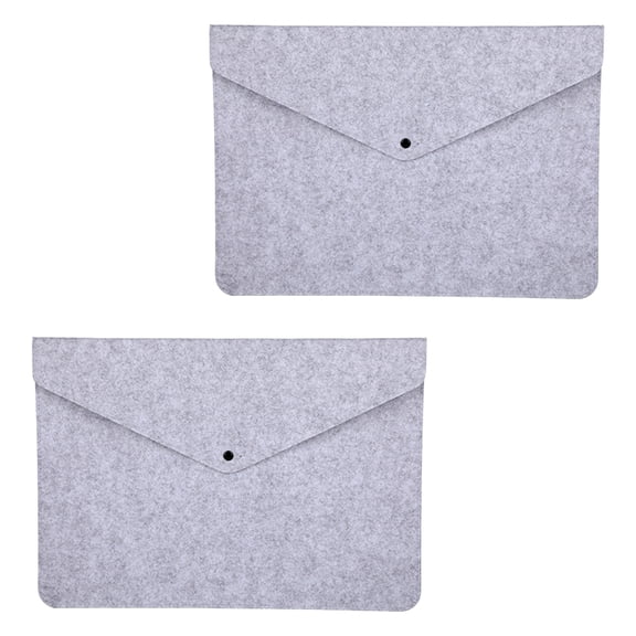2Pcs Multifunctional Felt File Folder Expanding File Bag Button Closure File Storage Pouches File Wallet for Office