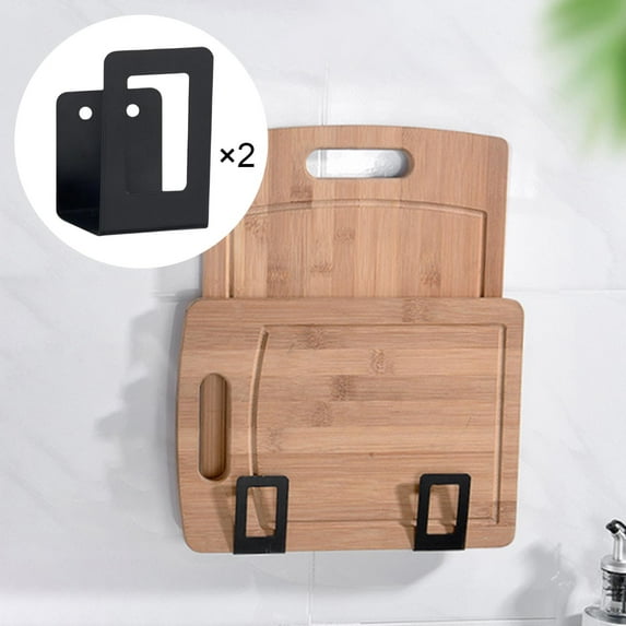 2Pcs Multifunctional Storage Rack Decorative Lid Holders Drying Stands for Restaurants Pantry Pot Cover Chopping Boards Kitchen Black Hole Mount