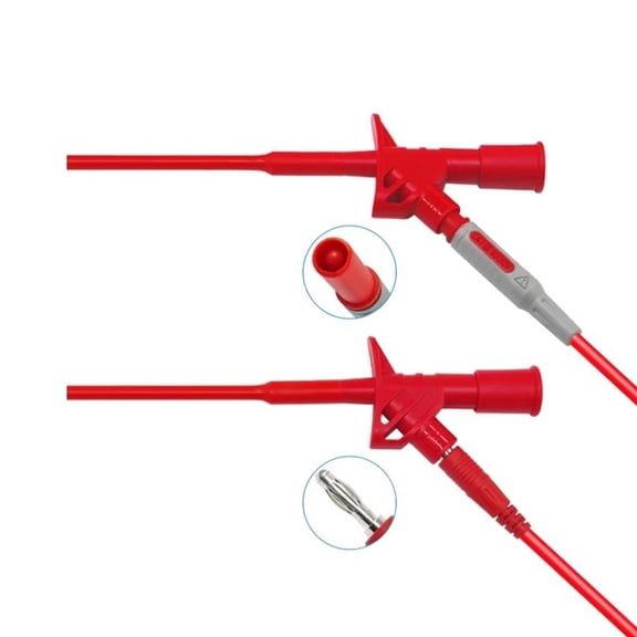 2Pcs Multimeter Test Leads Multimeter Cable Test Probes Insulated 10 A Clip Test Probe With 4Mm Socket