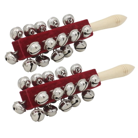 2Pcs Musical Percussion Bells Stick Shaker Wood Handle Sleigh Bells Easy to Use