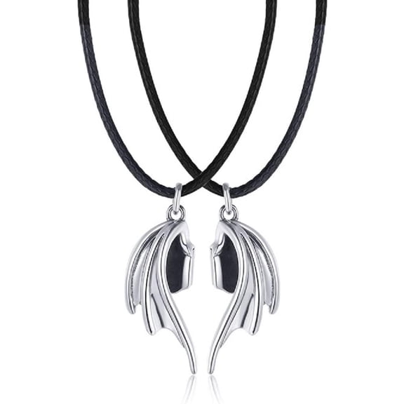 2Pcs Mutual Attract Angel Demon Wing Pendant Necklace Devil for Women Men Lover Couples Family Puzzle Clavicle Friendship Jewelry