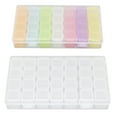 2Pcs Nail Art Storage Box Transparent Colorful Plastic 28 Grids