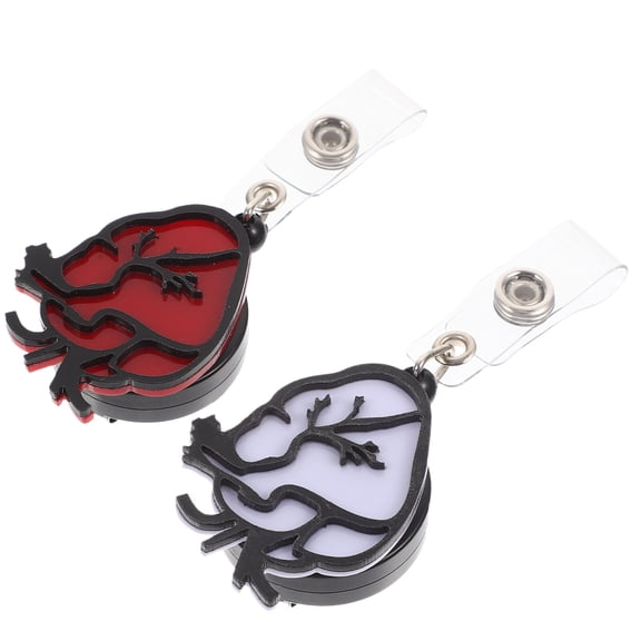 CIMAXIC 2Pcs Practical Badge Holder Clip Heart Design Assorted Colors for Work Or Trade Shows