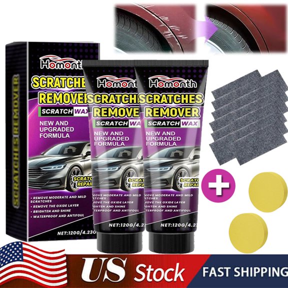 2Pcs-Nano Sparkle Cloth Car Scratch Remover Set, 2025 Car Scratch Repair Paste Polishing Wax, Magic Nano Cleaning Cloth Automotive Cleaning Kit for Vehicles Paint Scratches Repair