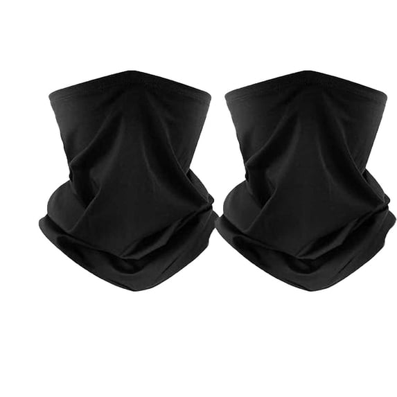 2Pcs Neck Gaiters for Men Women UV Sun Protection Headwear Bandana Multi Use Face Scarf Reusable Black Scarf Mask for Sports Hiking Cycling