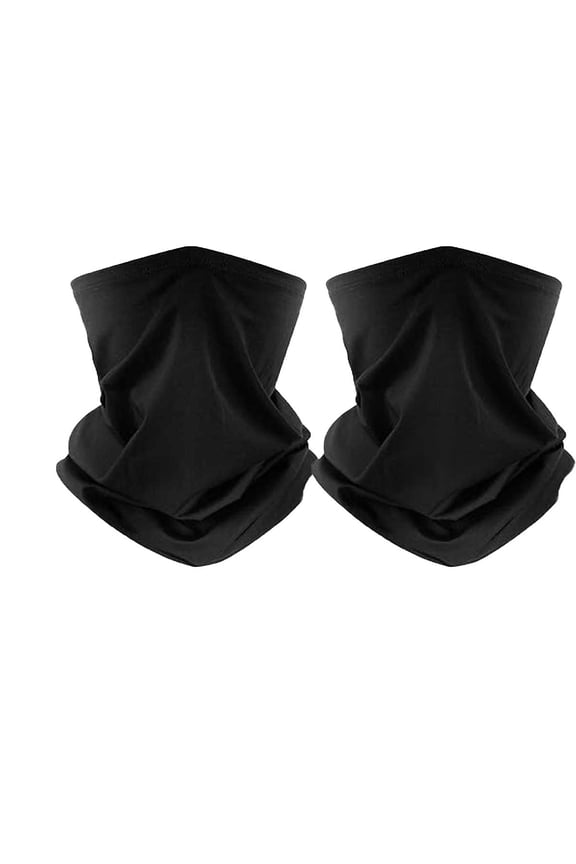 2Pcs Neck Gaiters for Men Women UV Sun Protection Headwear Bandana Multi Use Face Scarf Reusable Black Scarf Mask for Sports Hiking Cycling