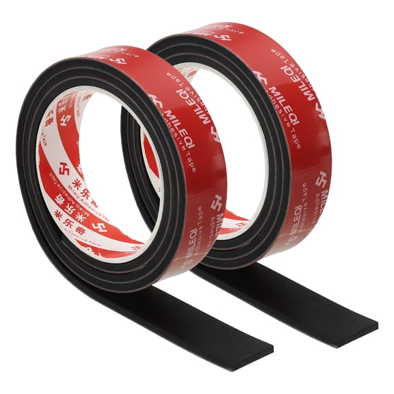 2Pcs Neoprene Rubber Strips 1" x 3/16" x 3.3FT Adhesive Solid Rubber Sheet