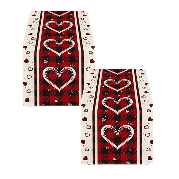 2Pcs New Delicate Valentine Day Table Cover Linen Printed Party Table Flag Decorative Table Banner Valentines Day Decorations