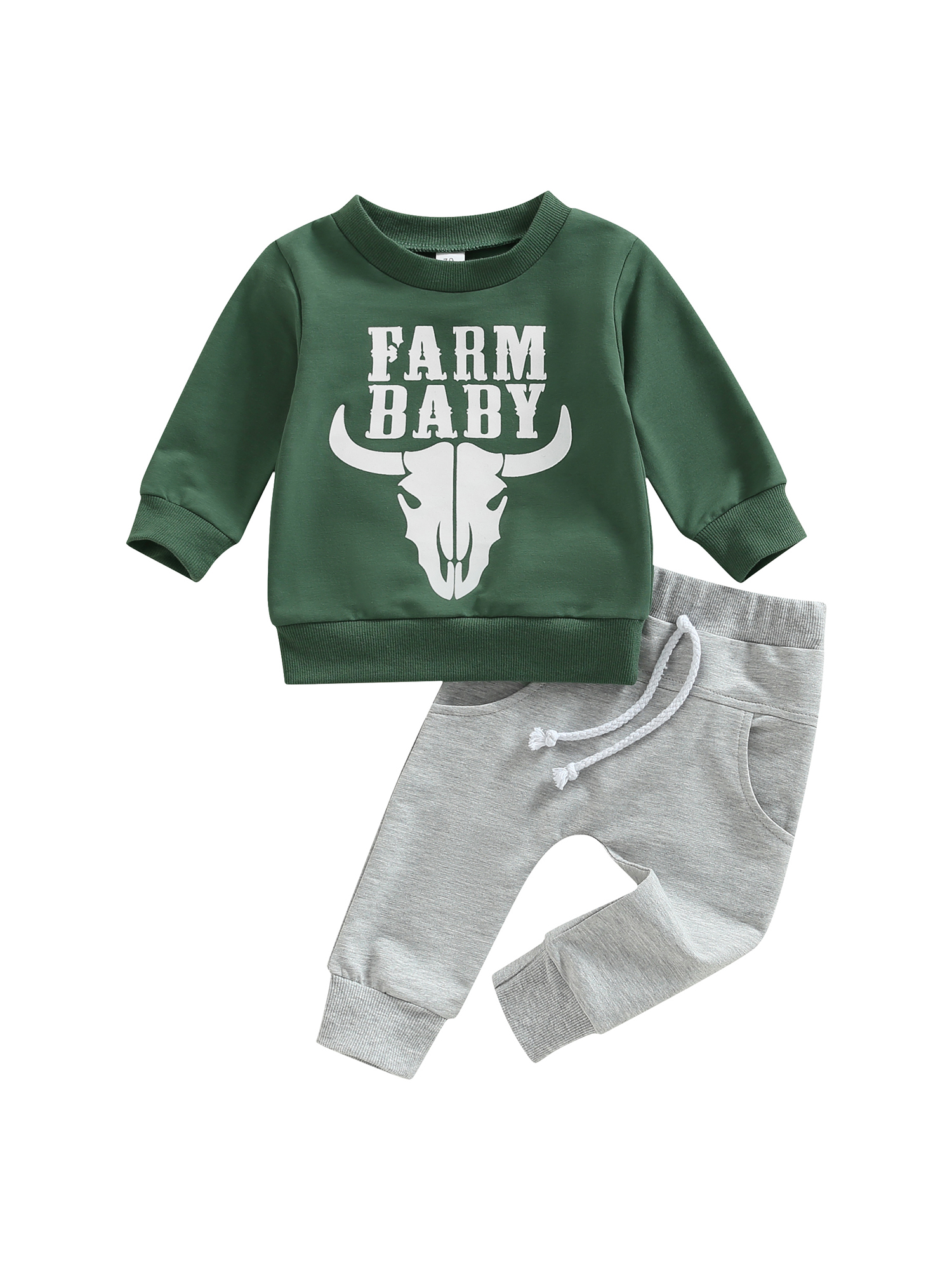 2Pcs Newborn Baby Boys Pants Sets Checkerboard Letter Print Long Sleeve Pullover Tops + Trousers