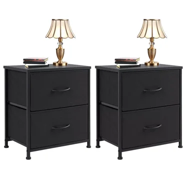 Kepooman Nightstand, Nightstand Side Table with 2 Drawers, Night Table ...