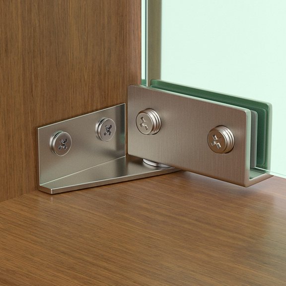 2Pcs Non-Porous Glass Door Hinge Hinge Display Cabinet Magnetic Touch