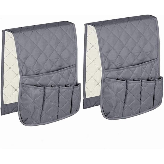2Pcs Non-Slip Couch Sofa Chair Armrest Organizer, 5 Pockets Armchair Caddy, Smart Phone, Book, Magazines, Ipad, TV Remote Control Holder