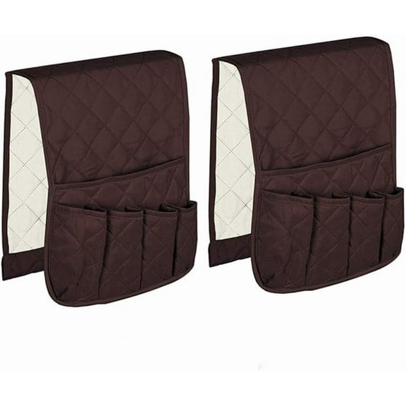 2Pcs Non-Slip Couch Sofa Chair Armrest Organizer, 5 Pockets Armchair Caddy, Smart Phone, Book, Magazines, Ipad, TV Remote Control Holder