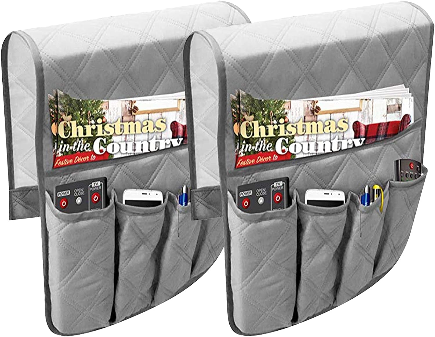 2Pcs Non Slip Sofa Armrest Storage Organizer Waterproof Couch Recliner Remote Control Holder with 5 Pockets Armchair Caddy for Ipad Phone Magazines TV Remote Control Walmart
