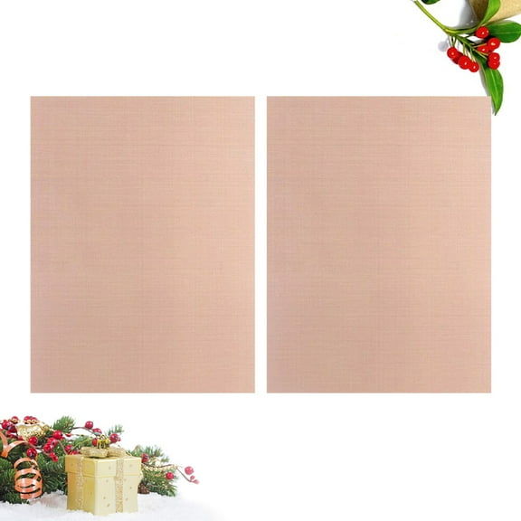 2Pcs Non-Stick BBQ Grill Mat Heat-proof Pad Heat-resistant Baking Sheet Portable Outdoor Picnic Cooking Barbecue (Copper)