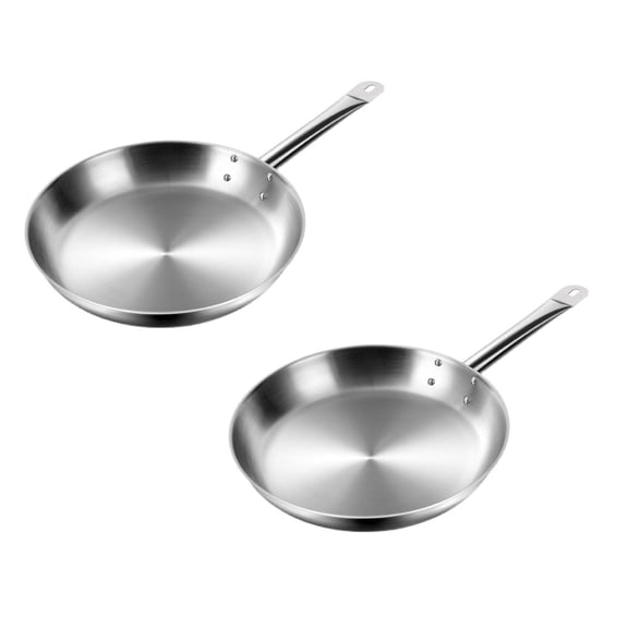 2Pcs Non Stick Frying Pan For Restaurant And Home Kitchen Even Heating Skillet Ideal For Steak Pancake Dumplings Non-Stick Pan, Tri-Ply Base Stainless Steel 10-Inch Frying Pan