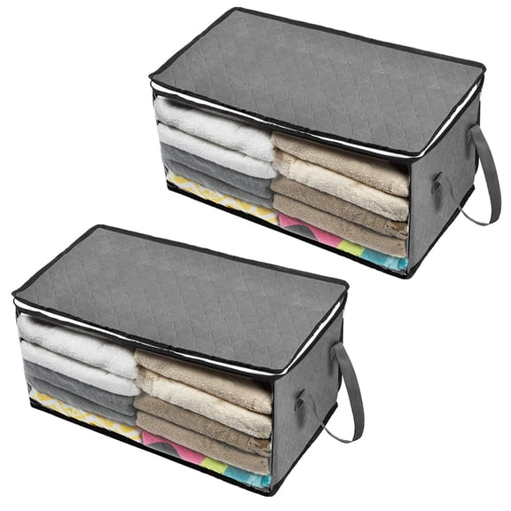 2Pcs Non-woven Storage Box Foldable Wardrobe Quilt Clothes Closet Organizer Bag