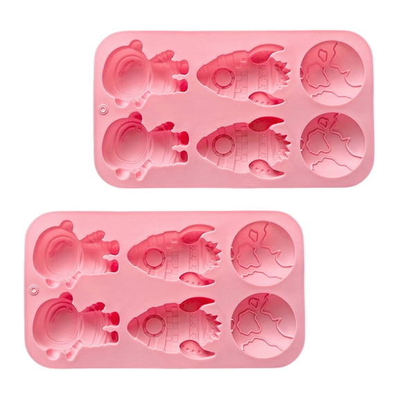 2Pcs Nonstick Silicone Baking Pan With Earth Rockets Astronaut Shape Space Theme Candy Cake Molds For Homemade Dessert