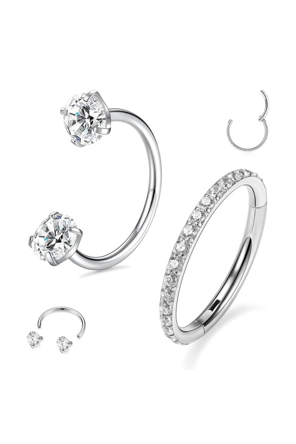 2Pcs Nose Rings Hoop Seamless Septum Jewelry G23 Titanium Horseshoe Ring 20G Circular Barbell Lip Piercing Jewelry Internally Threaded Ear Piercings