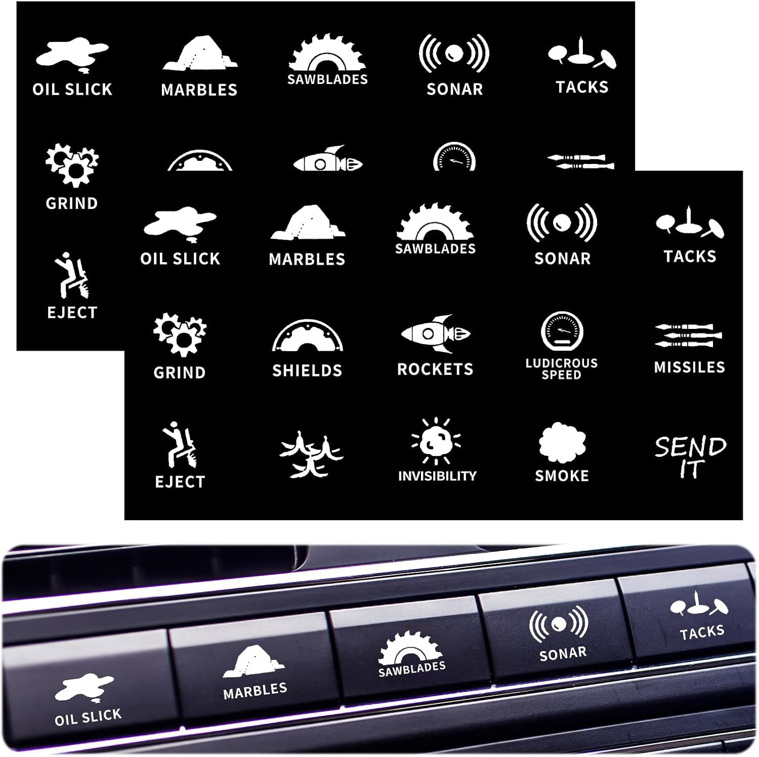 2Pcs Novelty Stickers Labels for Car or Truck Unused Button, Car Switch ...
