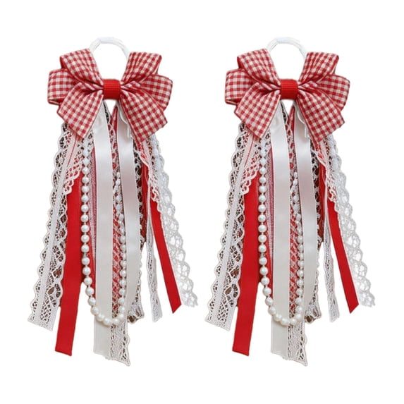 2Pcs Nylon Lace Ribbon Pearl Tassel Bows Accessories, Boot Bows for Cowgirl Boots, Western Cowgirl Decor for Wedding, Music Festival, Rodeo, Barn Wedding, Casual Daily Wear, Themed Parties