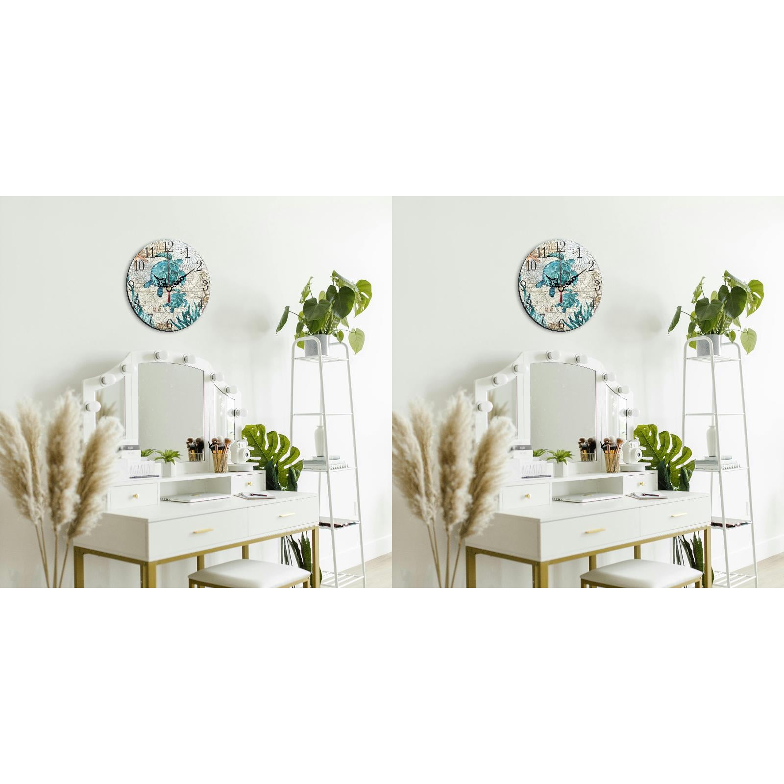 2Pcs Ocean Animal Wall Clock For Living Room Bedroom 24 Hour Display